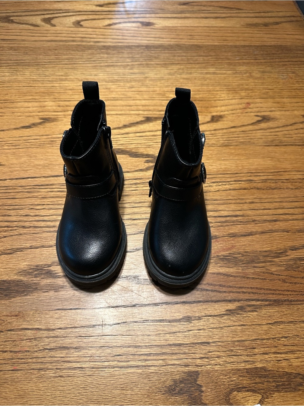 Cat & Jack Girls Black Faux Leather Ankle Boots